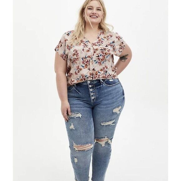 Torrid Antique Floral Button Down Shirt Size 4X - Picture 1 of 7